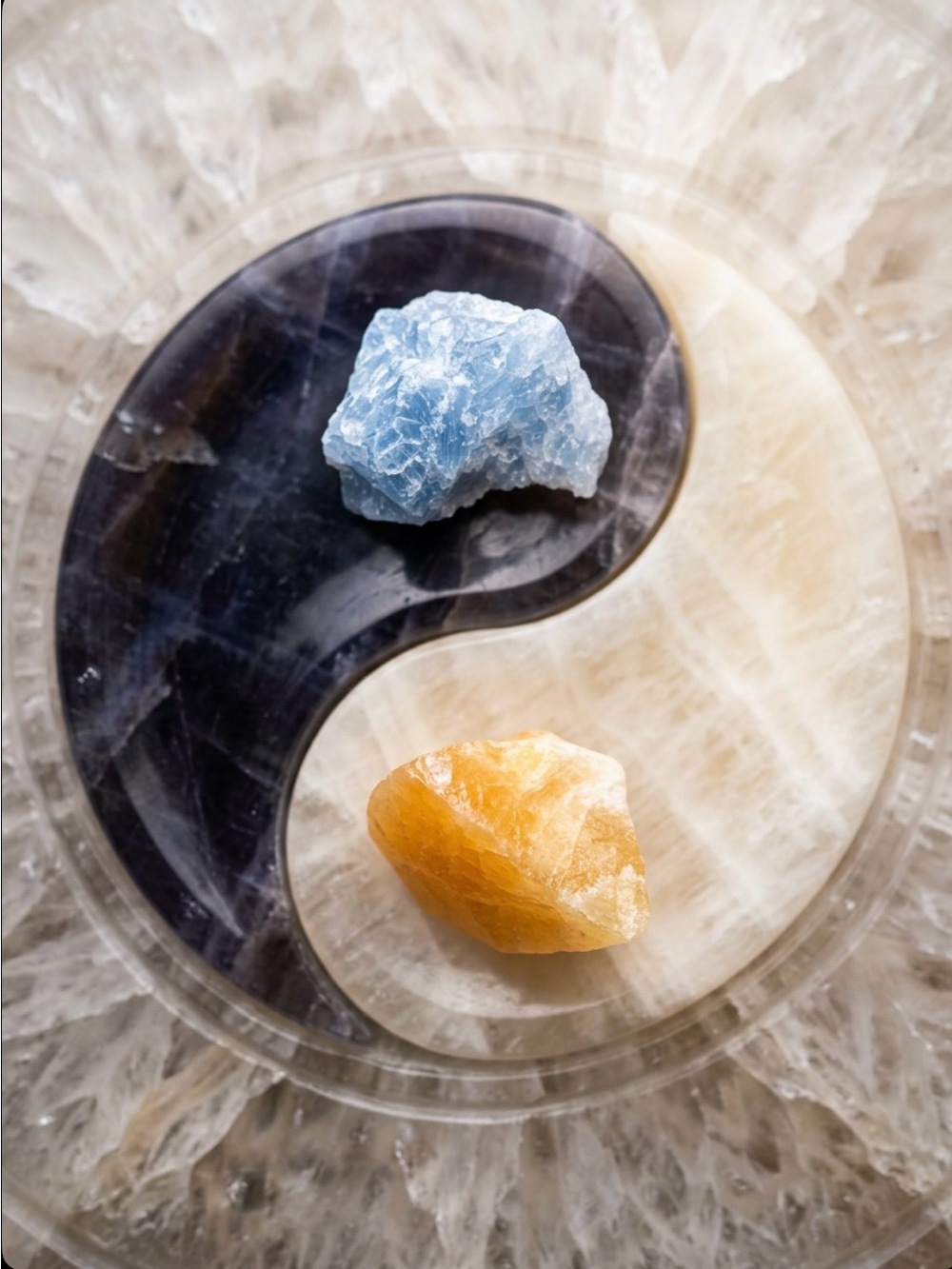 Raw Blue & Orange Calcite Crystal Duo